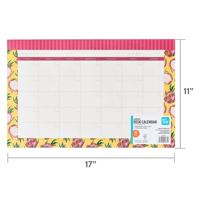 Alt view image 4 of 6 - Pen+Gear Monthly Undated Desk Planner Pad (17" x 11"), Multicolor Fruit Themed, 30 Sheets