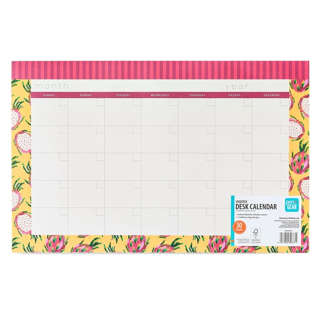 Alt view image 2 of 6 - Pen+Gear Monthly Undated Desk Planner Pad (17" x 11"), Multicolor Fruit Themed, 30 Sheets