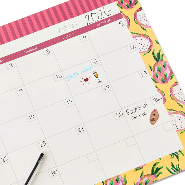 Alt view image 6 of 6 - Pen+Gear Monthly Undated Desk Planner Pad (17" x 11"), Multicolor Fruit Themed, 30 Sheets