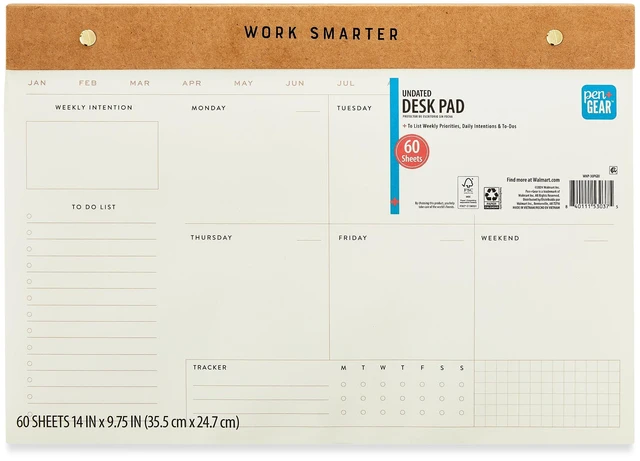 Main image of Pen+Gear Kraft Desk Pad Weekly Planner, Undated, 14 x 9.75 Inch, 60 Sheets