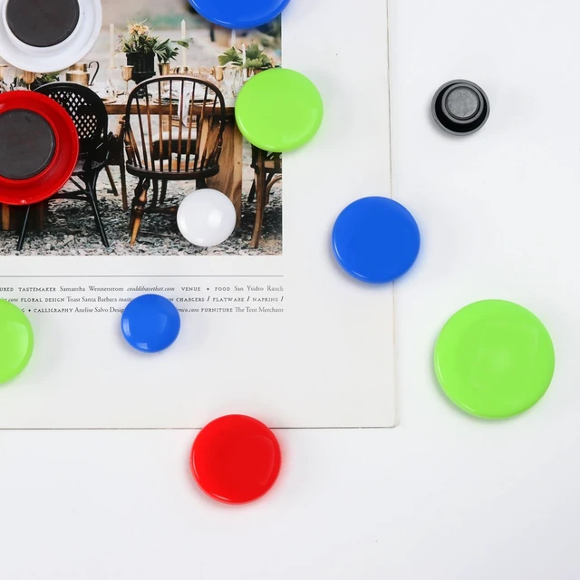 Alt view image 2 of 6 - Pen+Gear 30 Counts Round Plastic Covered Magnetic Buttons, Refrigerator Whiteboard Magnets, 5 Assorted Colors, Small Medium Large Sizes
