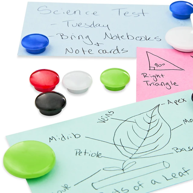 Alt view image 6 of 6 - Pen+Gear 30 Counts Round Plastic Covered Magnetic Buttons, Refrigerator Whiteboard Magnets, 5 Assorted Colors, Small Medium Large Sizes