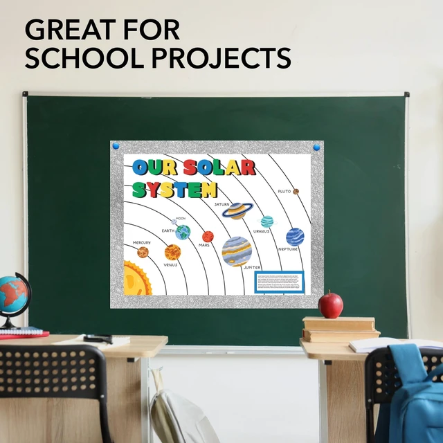 Alt view image 3 of 7 - Pen Gear White Poster Board with Silver Glitter Frame, 22" x 28"