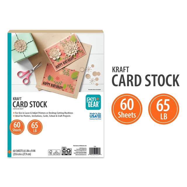 Alt view image 5 of 5 - Pen+Gear Kraft Card Stock Paper - 8.5in x 11in - 65lb/176gsm - 60 Sheets
