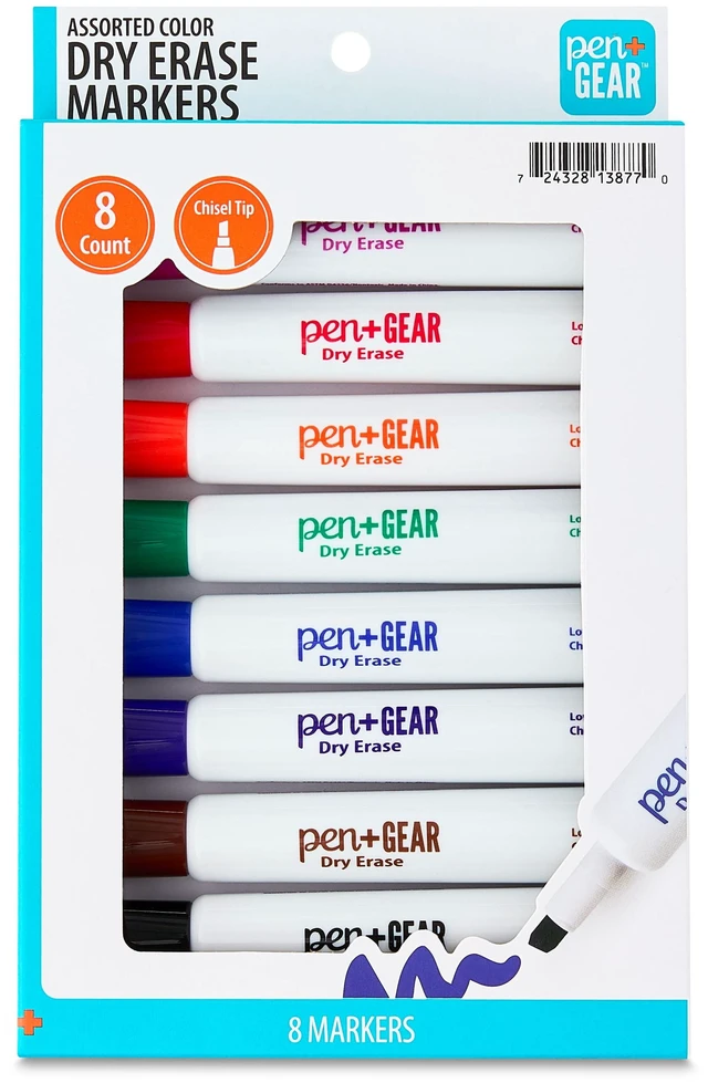 Main image of Pen+Gear Dry Erase Markers, Chisel Tip, Assorted Colors, 8 Count