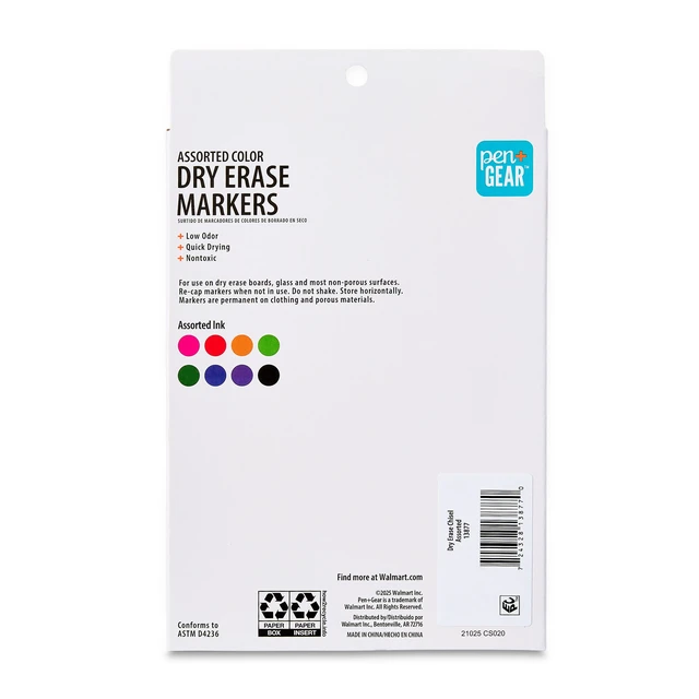 Alt view image 3 of 6 - Pen+Gear Dry Erase Markers, Chisel Tip, Assorted Colors, 8 Count