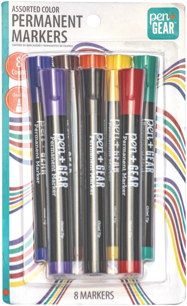 Main image of Pen+Gear Chisel Tip Permanent Markers, Assorted Colors, 8 Count