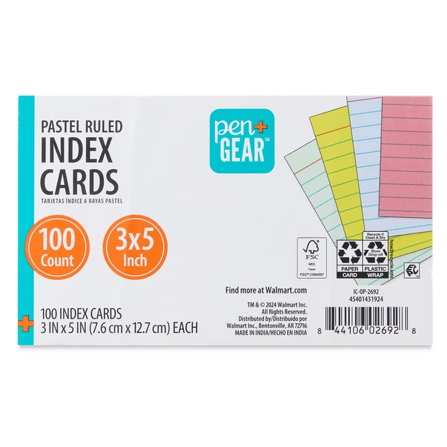 Alt view image 4 of 6 - Pen+Gear Ruled Index Cards, Pastel Colors, 3"x5", 100 Count, 4 Pack