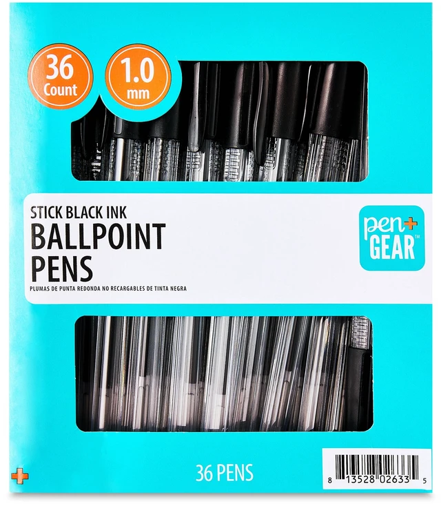 Main image of Pen+Gear Ballpoint Stick Pens, 1.0mm, Black, 36 Count