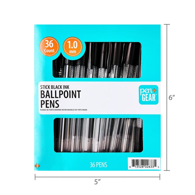 Alt view image 3 of 6 - Pen+Gear Ballpoint Stick Pens, 1.0mm, Black, 36 Count
