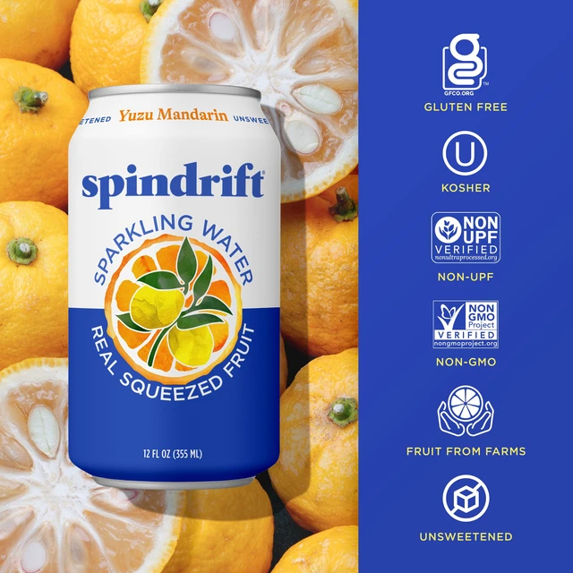 Alt view image 4 of 6 - Spindrift Yuzu Mandarin Sparkling Water, Real Squeezed Fruit, 12 fl oz, 8 Count, No Sugar Added, Low Calorie
