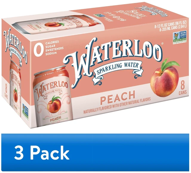 Main image of Waterloo Sparkling Water Peach 12 fl oz 3-Pack (8 Cans Per Pack)