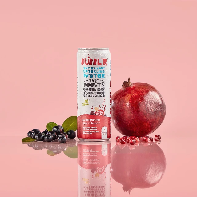 Alt view image 2 of 6 - BUBBL'R Antioxidant Sparkling Water Pomegranate Acai Refresh'r 12 fl oz 6 Pack Cans