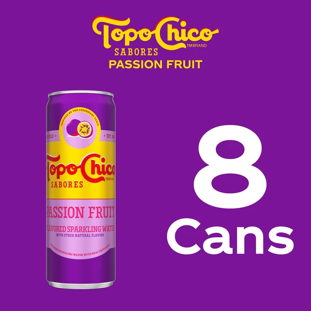 Alt view image 5 of 6 - Topo Chico Sabores Passionfruit Flavored Sparkling Water Cans, 12 fl oz, 8 Pack