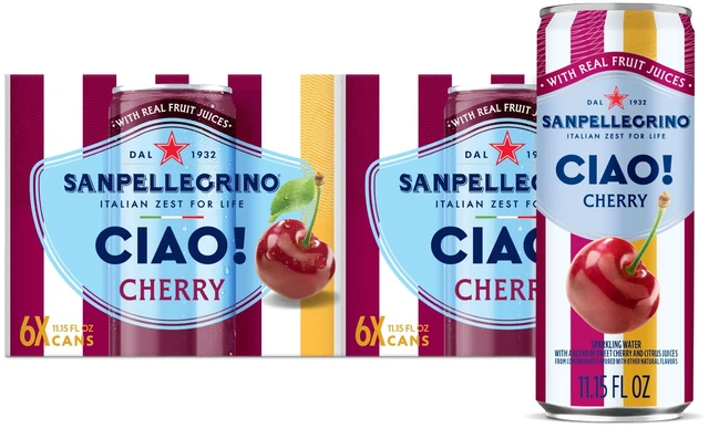Main image of Sanpellegrino CIAO Cherry Sparkling Flavored Water with Real Fruit Juices, 24-Pack