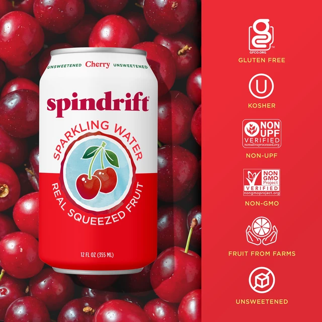 Alt view image 2 of 7 - Sprindrift Cherry Sparkling Water with Real Fruit Essence
