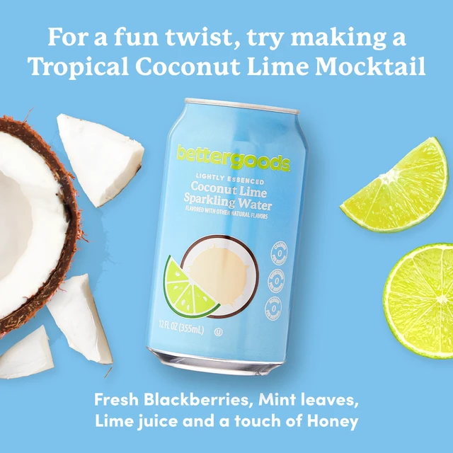 Alt view image 3 of 6 - Bettergoods Coconut Lime Flavored Sparkling Water (3 Pack, 12 fl oz, 8 Cans)