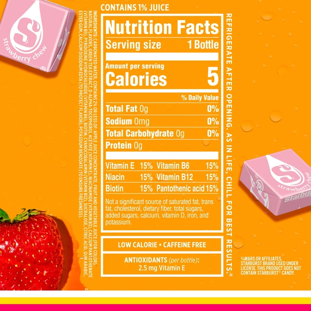 Alt view image 6 of 6 - Sparkling Ice STARBURST Strawberry Sparkling Water 17 fl oz Bottles (Pack of 12)