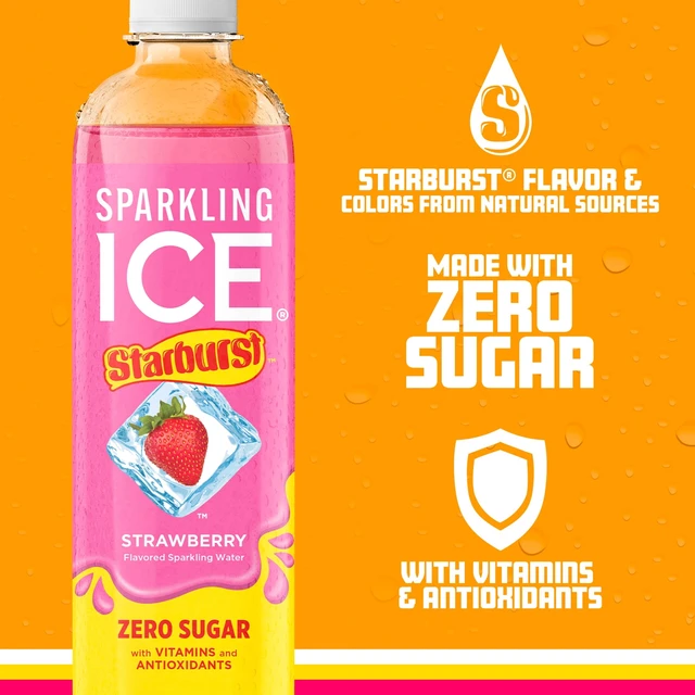 Alt view image 5 of 6 - Sparkling Ice STARBURST Strawberry Sparkling Water 17 fl oz Bottles (Pack of 12)