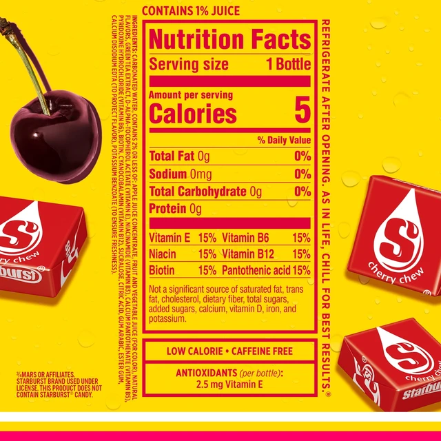 Alt view image 3 of 6 - Sparkling Ice STARBURST Cherry Sparkling Water, 17 fl oz, Pack of 12