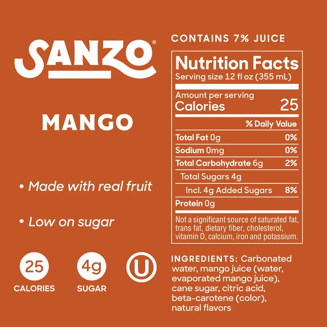 Alt view image 2 of 6 - Sanzo Mango Sparkling Water 12fl oz 12-Pack Cans