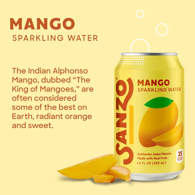 Alt view image 6 of 6 - Sanzo Mango Sparkling Water 12fl oz 12-Pack Cans