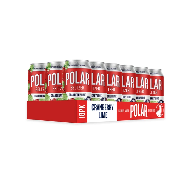Alt view image 5 of 5 - Polar Zero Calorie Cranberry Lime Sparkling Seltzer Water, 18 Pack of 12 fl oz Cans