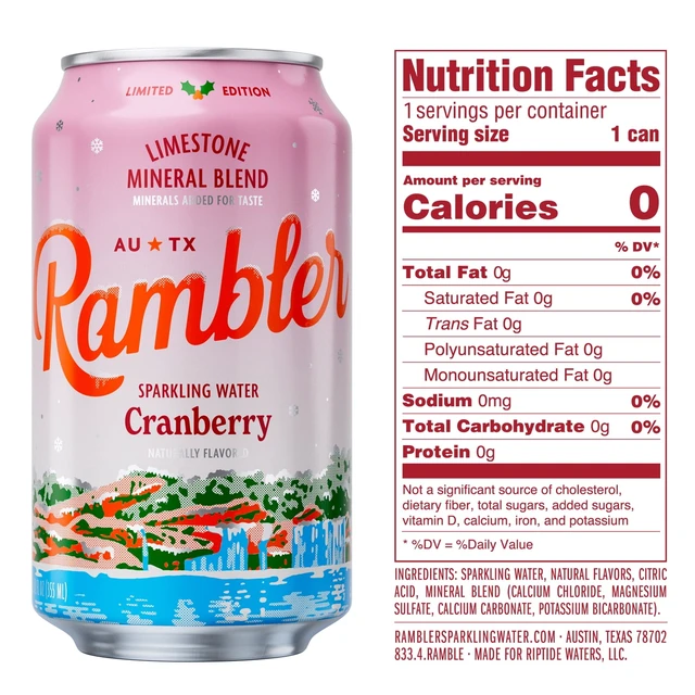 Alt view image 4 of 7 - Rambler Cranberry Sparkling Water 3-Pack, 8 - 12 fl oz Cans