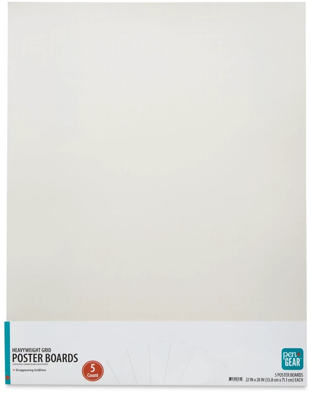 Main image of Pen+Gear White Heavyweight Grid Poster Board 22"x28" 5-Pack