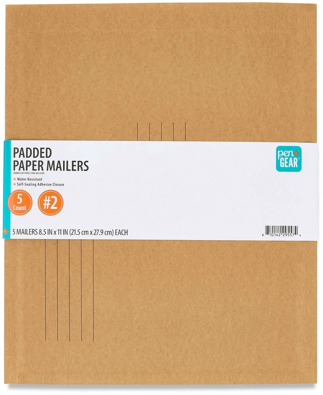 Main image of Pen+Gear Padded Paper Mailer #2, 8.5x11in, Brown Kraft, 5 Count