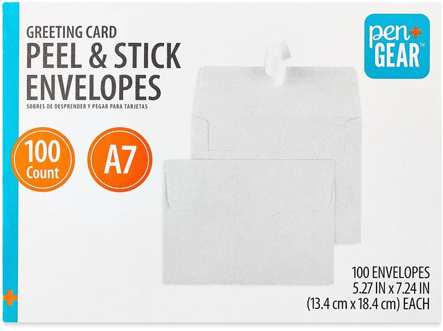 Main image of Pen+Gear A7 Greeting Card Peel and Stick Envelopes, White, 5in x 7in, 100 Count