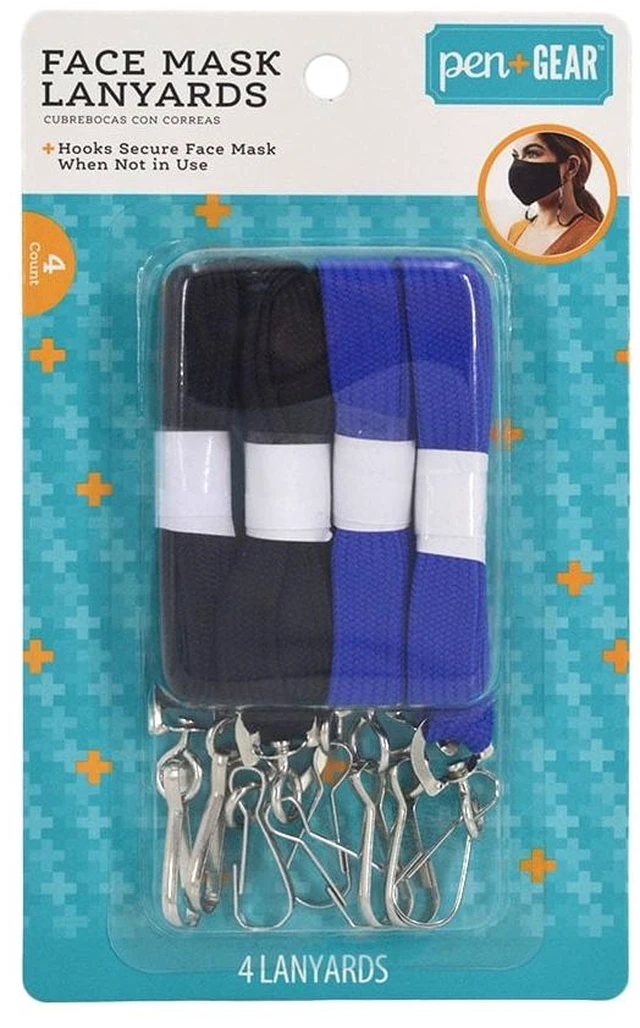 Main image of Pen + Gear Face Mask Lanyards, Blue & Black, 4 Count