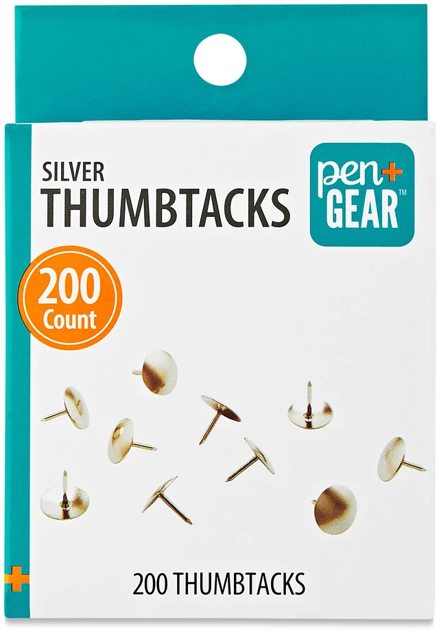 Main image of Pen + Gear Silver Steel Thumbtacks, 200 Count