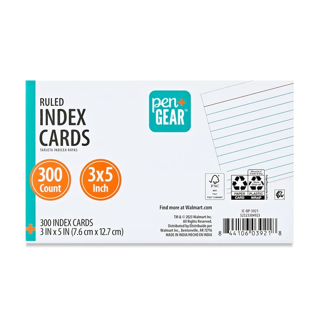 Alt view image 3 of 7 - Pen+Gear Ruled Index Cards, 3" x 5", White, 300 Count, 3 Pack