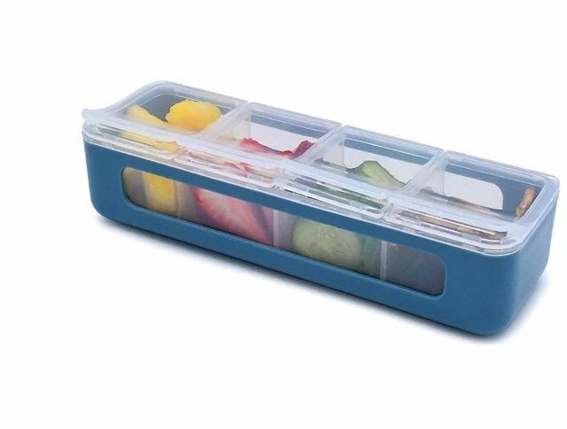 Main image of Melii Snackle Box 4-Compartment Snack Container with Lids, BPA-Free Food Storage for Kids & Adults, Travel & Crafts, Slate