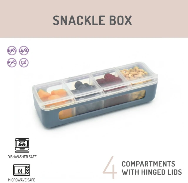 Alt view image 4 of 6 - Melii Snackle Box 4-Compartment Snack Container with Lids, BPA-Free Food Storage for Kids & Adults, Travel & Crafts, Slate
