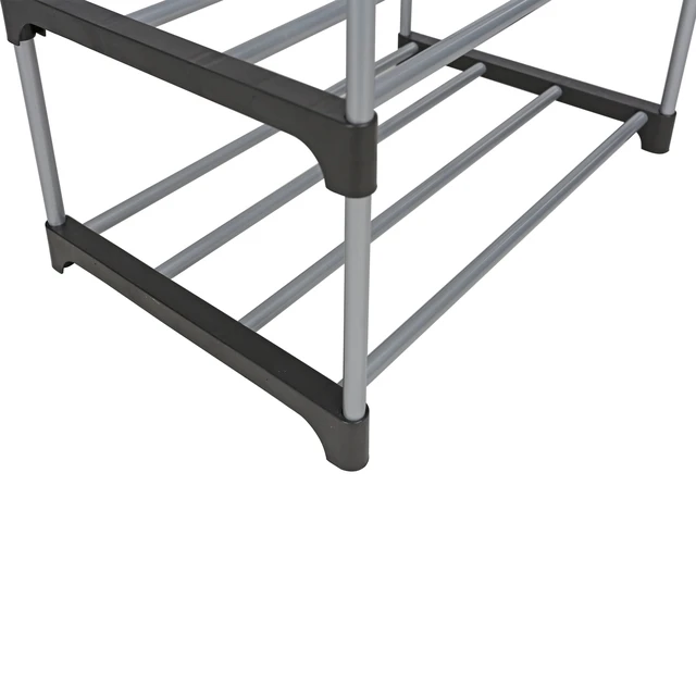 Alt view image 5 of 6 - Mainstays 2-Tier Black and Silver Shoe Rack with Iron Poles and Plastic Connectors, Holds up to 4 Pairs