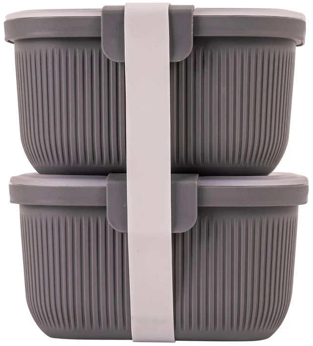 Main image of Mainstays Rectangle Plastic Bento Snack Container, 19oz, Gray