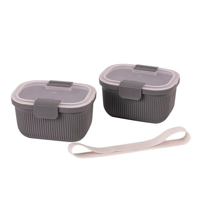 Alt view image 5 of 6 - Mainstays Rectangle Plastic Bento Snack Container, 19oz, Gray