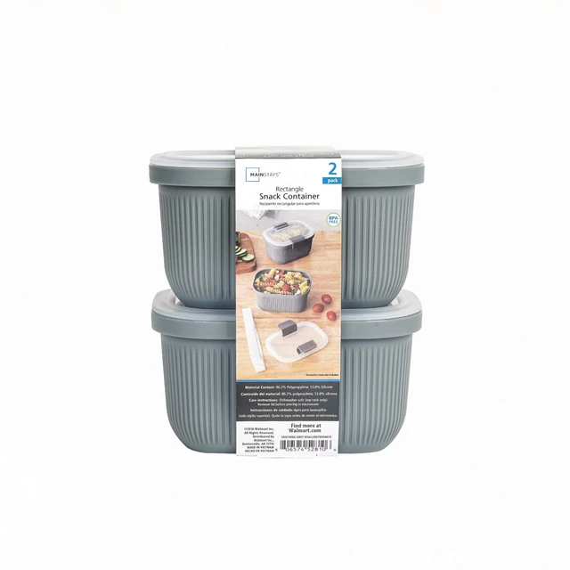 Alt view image 2 of 6 - Mainstays Rectangle Plastic Bento Snack Container, 19oz, Gray