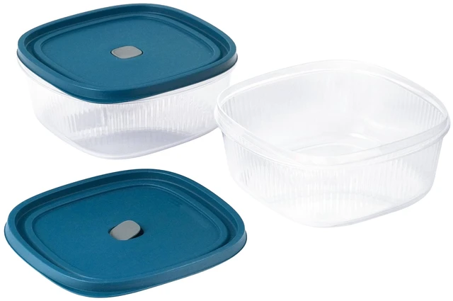 Main image of Mainstays Reusable Food Storage Container Set, Large Square Plastic, 14 Cups Each, 2 Containers with 2 Lids