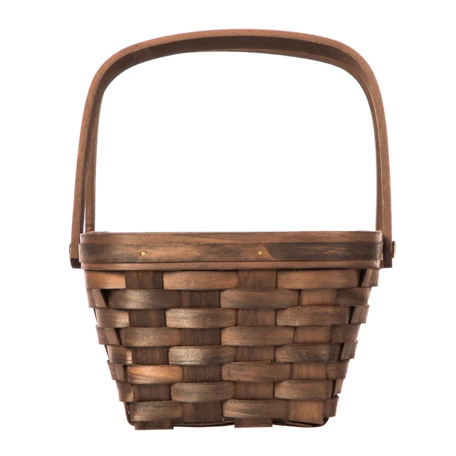 Alt view image 4 of 6 - Mainstays Woodchip Storage Basket with Handles, Dark Brown, 6.5in W x 12in L x 3.94in H