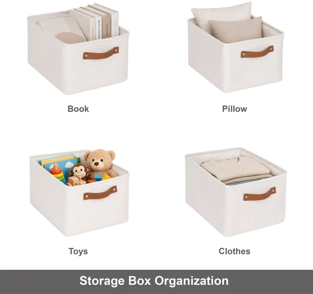 Alt view image 6 of 6 - Mainstays Rectangular Canvas Decorative Storage Basket with Polyurethane Handles, Natural, 15in x 11.02in x 7.87in
