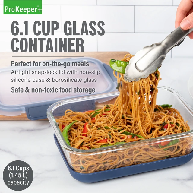 Alt view image 2 of 6 - ProKeeper+ 6.1-Cup Glass Food Storage Container with Airtight Silicone Lid