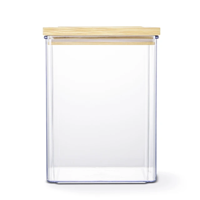 Alt view image 2 of 6 - Thyme & Table 9-Cup Medium Pantry Food Storage Container, Clear Plastic with Bamboo Lid