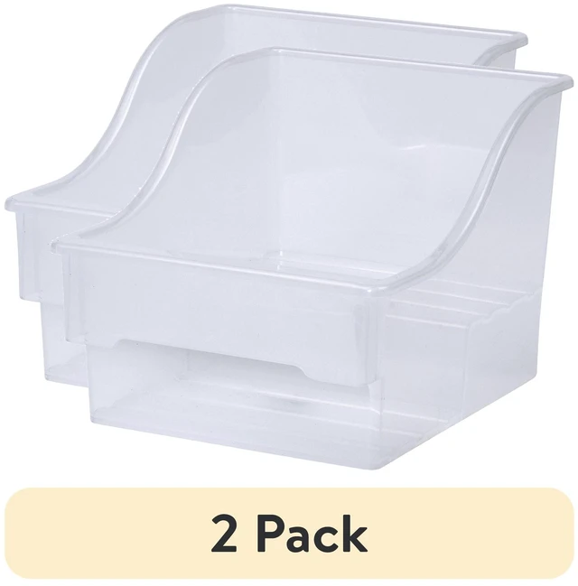 Main image of (2 Pack) Mainstays 2-Tier Medium Clear Plastic Pantry Bin, 10in x 8.25in x 7.2in