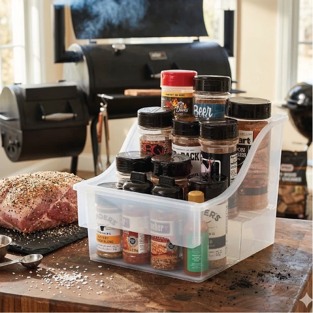 Alt view image 5 of 6 - (2 Pack) Mainstays 2-Tier Medium Clear Plastic Pantry Bin, 10in x 8.25in x 7.2in