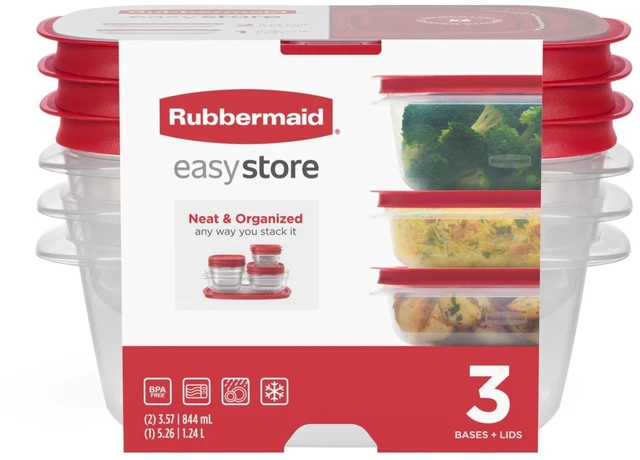 Main image of Rubbermaid EasyStore 3.57-Cup (2) & 5.26-Cup Rectangle Food Storage Containers with Lids, 3 Pack