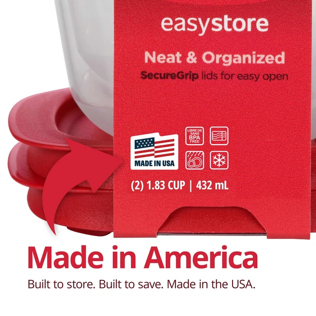 Alt view image 4 of 5 - Rubbermaid EasyStore 3.57-Cup (2) & 5.26-Cup Rectangle Food Storage Containers with Lids, 3 Pack