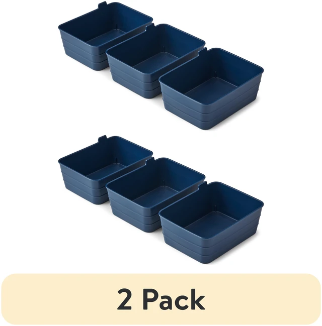 Main image of Mainstays 2 Pack Flexible Drawer Organizers Set of 3, 7in x 5.2in x 2.9in, Blue